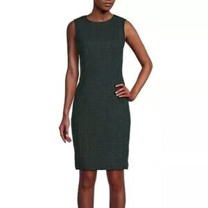 Calvin Klein Green & Black Checkered Sheath Dress Gold Back Zipper S